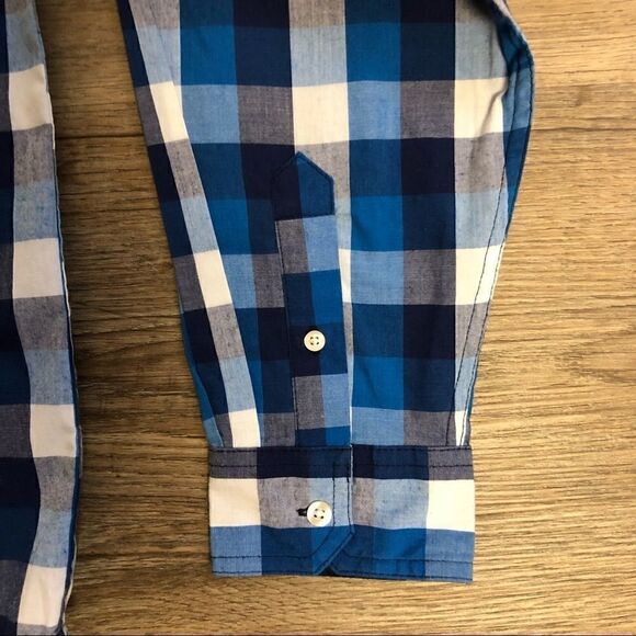 Wrangler Boys Blue Plaid Button Up Shirt Size XXL 18 - Picture 3 of 7